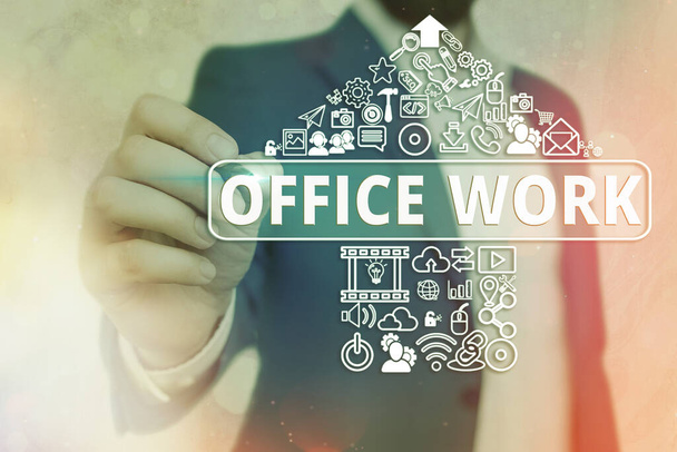 Rukopis psaní textu Office Work. Koncept znamená práci, která se odehrává především v kancelářském prostředí. - Fotografie, Obrázek
