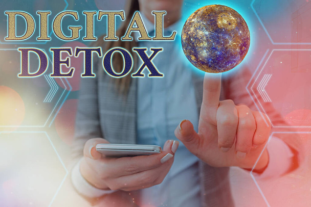 Handwriting text Digital Detox. Concept meaning Prohibiting the usage of electronic and digital devices Elements of this image furnished by NASA. - Photo, Image