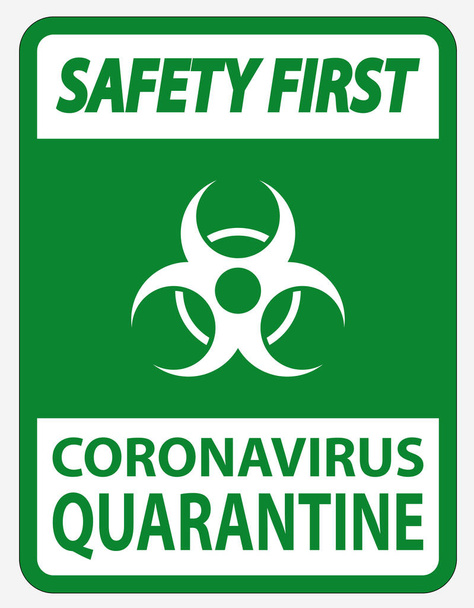 Safety First Coronavirus Quarantine Sign Isolated On White Background,Vector Illustration EPS.10  - Vector, Image