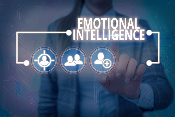 Text sign showing Emotional Intelligence. Conceptual photo capacity to be aware of, control, one s is emotions. - Photo, Image