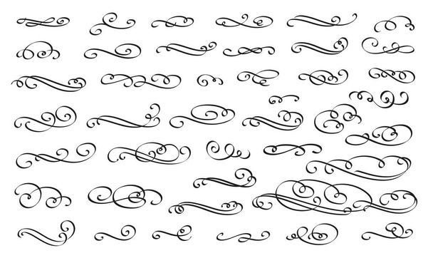 Dividers text. Calligraphic design elements. Decorative swirls ornamet or scrolls, vintage flourishes, stroke and curls. Retro vector illustration. - Вектор, зображення