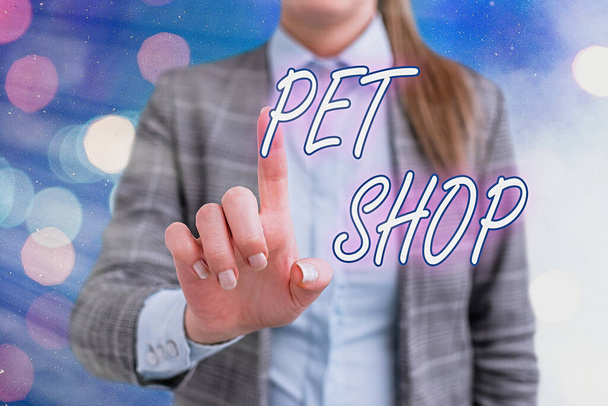 Pet Shop 'un el yazısı. Konsept, evcil hayvanları satmaya odaklanan bir perakende işi anlamına geliyor.. - Fotoğraf, Görsel