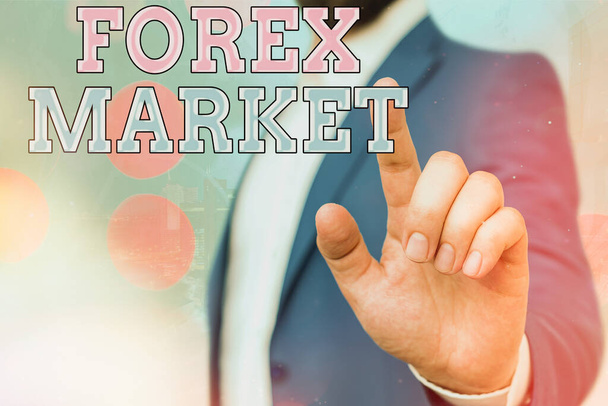Text sign showing Forex Market. Conceptual photo global business and finance economic trends trading on the currency. - Valokuva, kuva