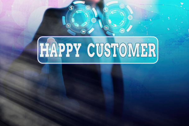 Écriture conceptuelle montrant Happy Customer. Photo d'affaires montrant le taux de satisfaction le plus élevé avec la marchandise qu'ils ont acheté
. - Photo, image