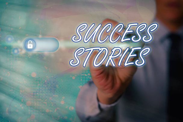 Escribir una nota que muestre historias de éxito. Foto de negocios que muestra una crónica que muestra un gran éxito logrado por un individuo
. - Foto, Imagen