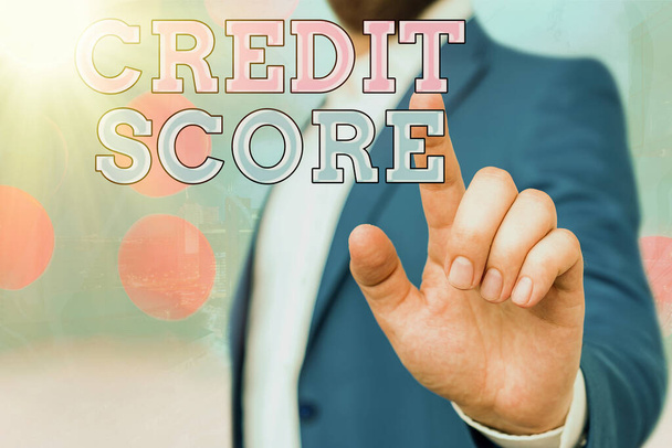 Text sign showing Credit Score. Conceptual photo numerical expression that indicates an individual s is creditworthiness. - Photo, Image