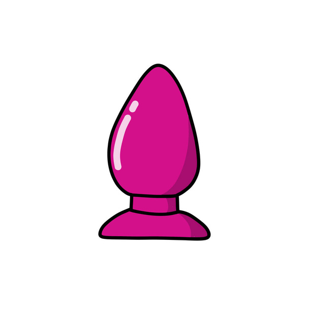 anal plug sex toy doodle icon, vector color illustration - Vector, Image
