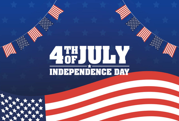 Usa flag and banner pennant of 4th july vector design - ベクター画像
