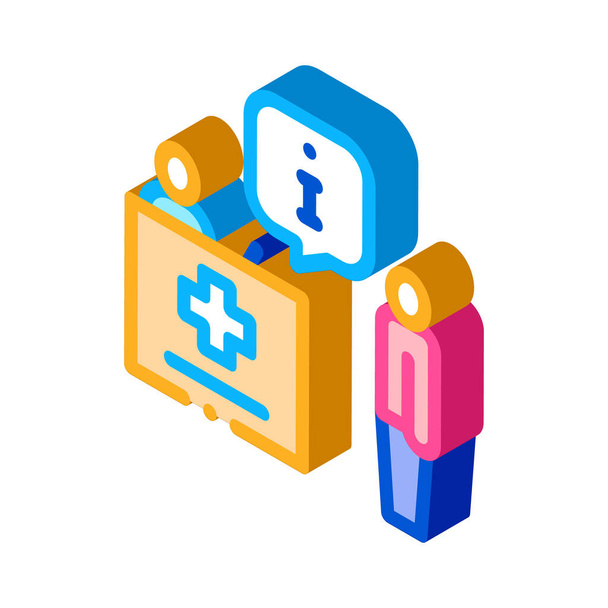 person near check-in point isometric icon vector illustration - Vector, Image