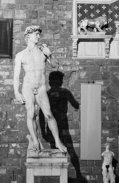 Το αντίγραφο του αγάλματος του Μιχαήλ Άγγελου Δαβίδ. Φλωρεντία, Τοσκάνη, Ιταλία - Φωτογραφία, εικόνα