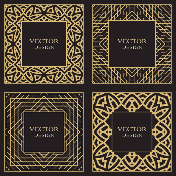 Set of a geometric rectangular stylish frames. Art ornament of elements of design of luxury goods, logos, monograms. Vector illustration. - Vektor, Bild
