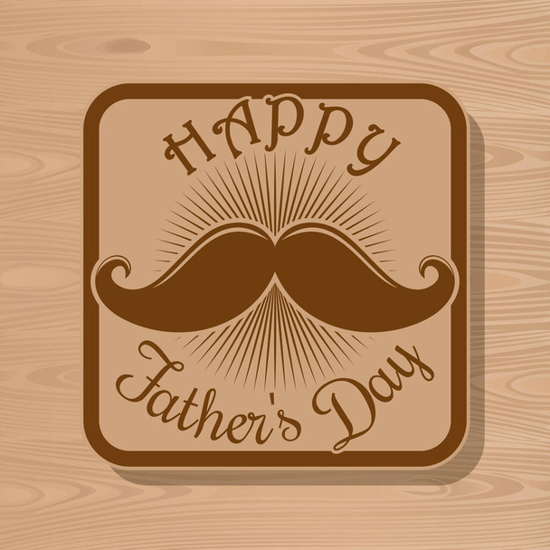 Happy Fathers Day icon for greeting card on wooden background. Vector illustration - Vecteur, image