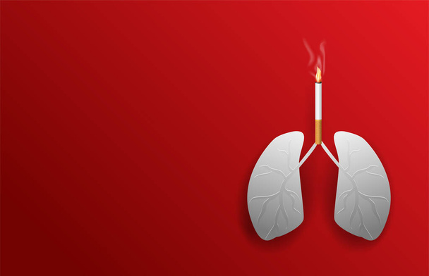 lung and silette.vector Ілюстрація концепту без світу куріння 31 May.no Tobacco Day. - Вектор, зображення