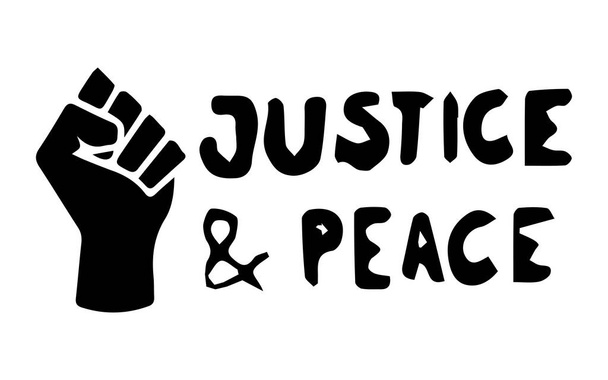 Правосуддя і мир з кулаком. Pictogram Illustration Depicting Peace and Justice with Fist BLM Black Lives Matter Чорно-білий EPS Vector File. - Вектор, зображення