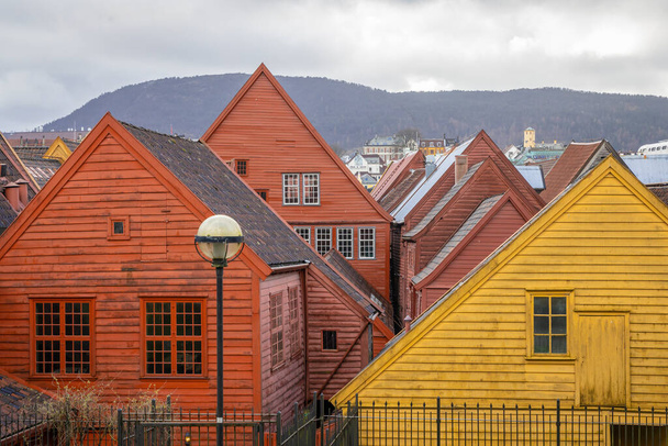 Bryggen - het oude deel van Bergen - Foto, afbeelding