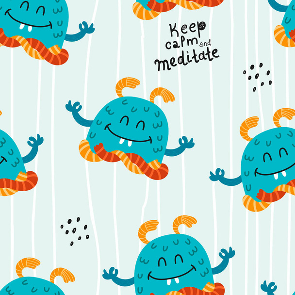 Childish seamless pattern with funny monsters - Vector, Image