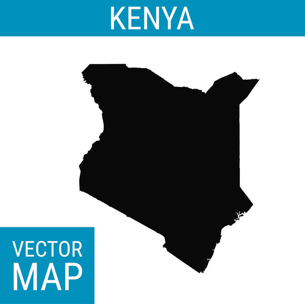 Kenya vector map with country name, black on white background. - Vector, Image