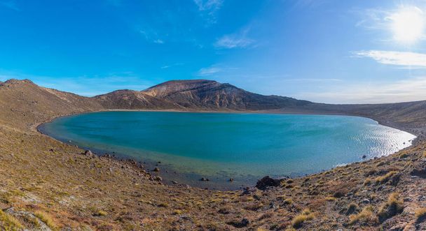 Blue lake at Tongariro national park in New Zealan - Fotó, kép
