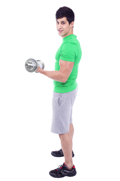Full body portrait of a athletic man lifting weights - Φωτογραφία, εικόνα