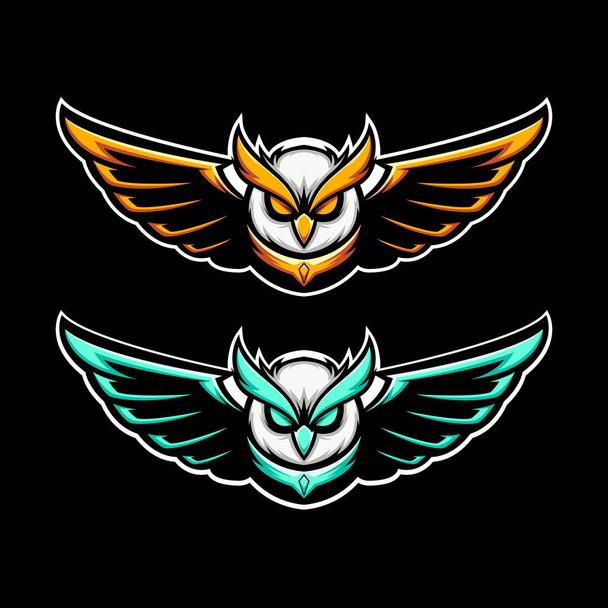flying nocturnal owl mascot illustration - Vector, Image