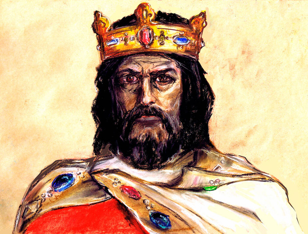 Une série de rois de France. Charlemagne - Roi des Francs, duc de Bavière, empereur d'Occident. Du nom de Karl, la dynastie s'appelait la Carolingienne.
. - Photo, image