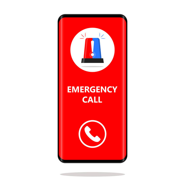 Emergency call concept on Mobile phone Illustration Vector - Vector, Image