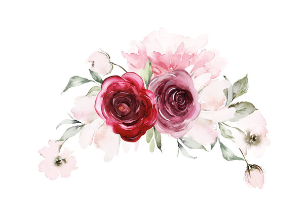 Watercolor greeting card flowers. - Vector, imagen