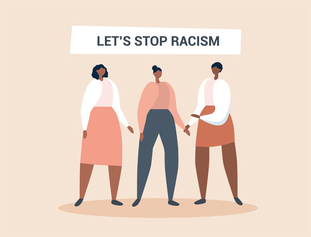 mulheres negras com texto vamos parar o racismo, simplesmente ilustração vetorial
    - Vetor, Imagem