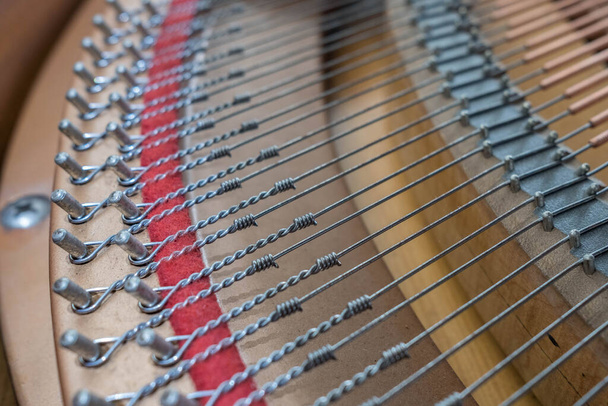 Cuerdas desde el interior del piano de cola
 - Foto, Imagen