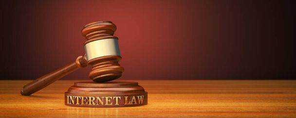 Internet Law. Gavel and word Internet on sound block - Photo, Image