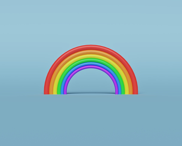 colorful rainbow arch isolated on pastel background. minimal concept. 3d rendering - Foto, imagen