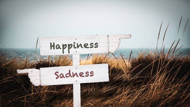 Street Sign la direzione della felicità contro la tristezza
 - Foto, immagini