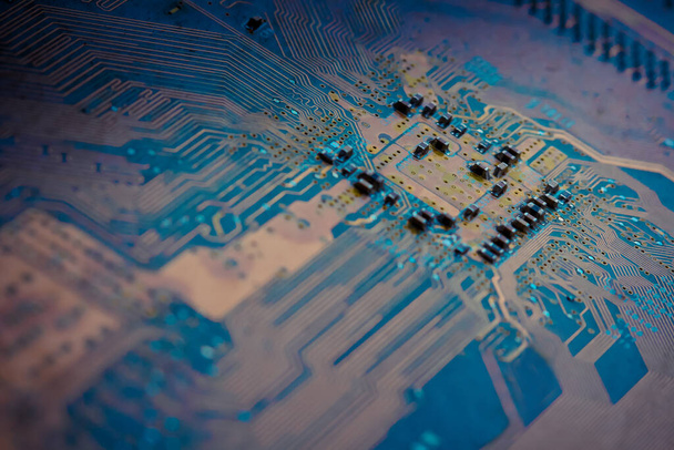 Elektronica Circuit board achtergrond, close-up foto. - Foto, afbeelding