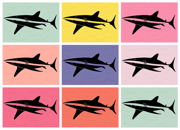 Arte pop de tiburón
 - Vector, Imagen