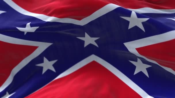4k Konfederasyon Ulusal Bayrağı Kırışıklıklar Savaşsız döngü arka planında rüzgar. - Video, Çekim