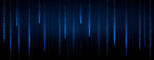 Abstrakter futuristischer Cyberspace mit Binärcode, blauer Matrix-Hintergrund mit Ziffern. Das Konzept von Codierung und Hacker. Fallende Zahlen. Vektorillustration. - Vektor, Bild