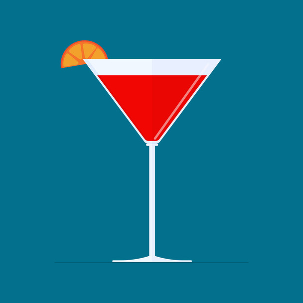Flat vector illustratie: alcoholische drank, cocktail icoon. - Vector, afbeelding