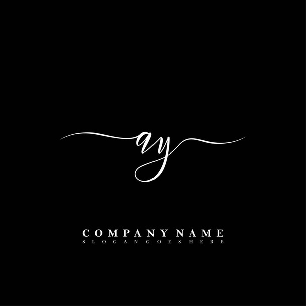 Carta inicial AY beleza caligrafia logotipo vetor
 - Vetor, Imagem