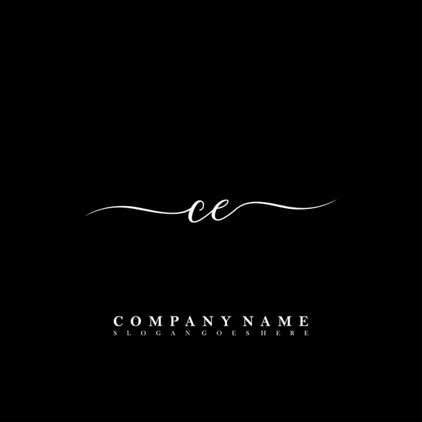 Initial letter CE beauty handwriting logo vector - Vector, Image