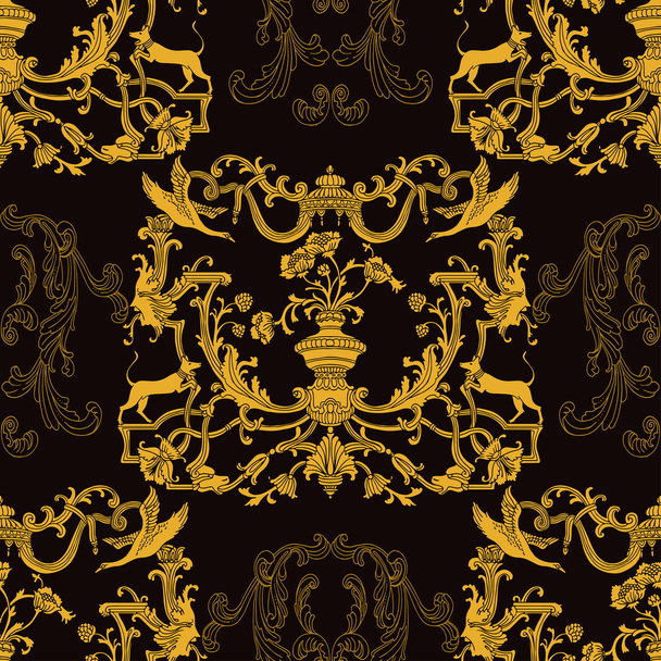 Baroque style floral seamless vector pattern. - ベクター画像