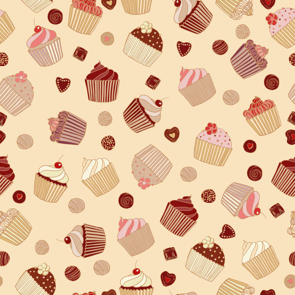 Cakes slices vector seamless pattern. - Vecteur, image