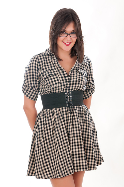 Girl in a checkered dress - Zdjęcie, obraz