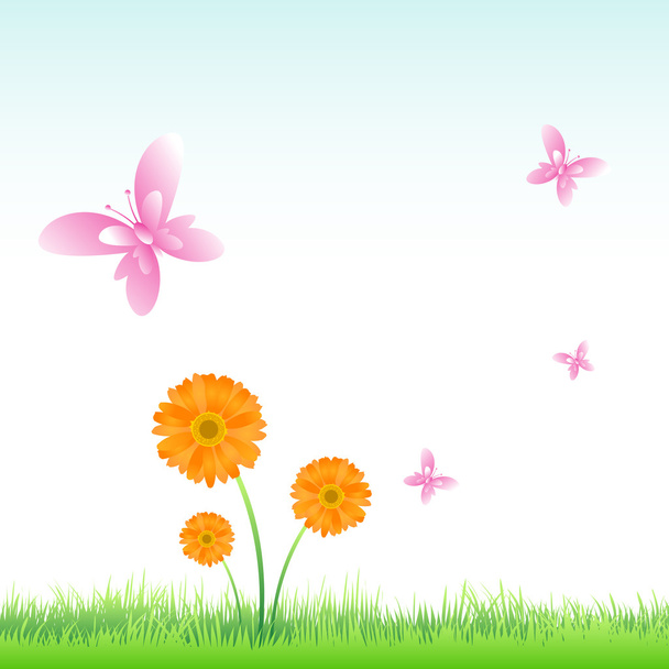 flowers with butterflies - Фото, зображення