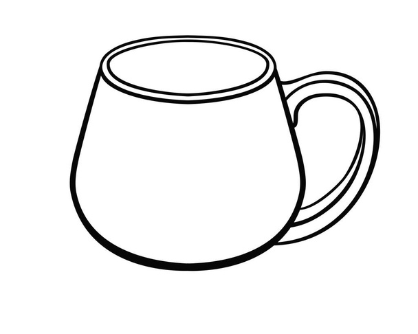 Cup for tea or coffee - vector linear picture for coloring. Outline. Hand drawing. Mug - a linear element for a coloring book or corporate identity. - Vetor, Imagem