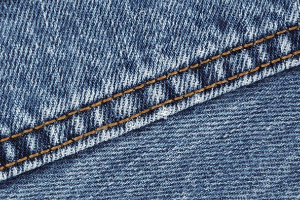 Jeansy dżinsy szew podwójny szew zbliżenie niebieski - Zdjęcie, obraz