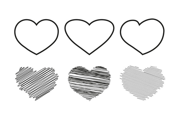 Ikona srdce v 6 typech. Srdeční ilustrace. - Vektor, obrázek