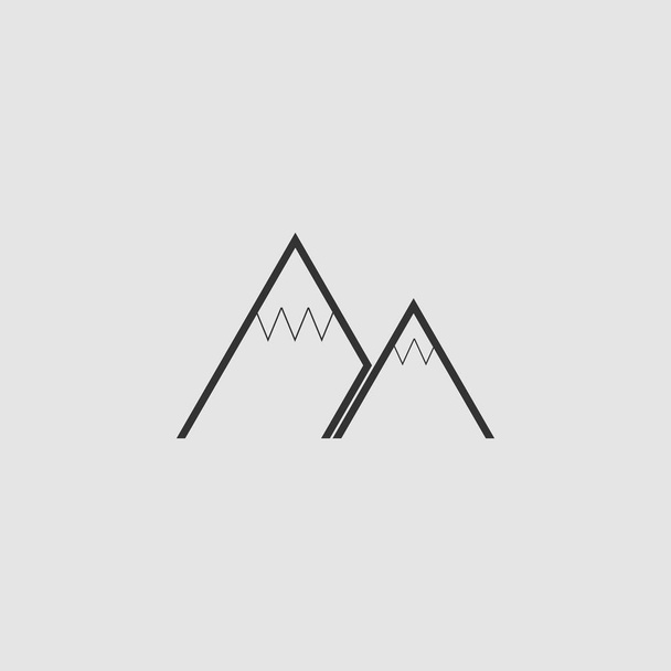 Mountain icon flat. Black pictogram on grey background. Vector illustration symbol - Vector, Image