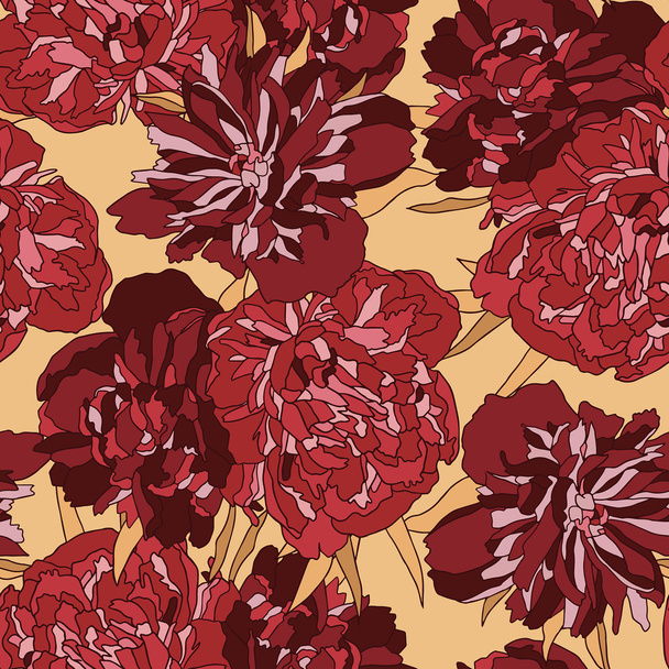 Peony vector seamless pattern. - Vector, Image