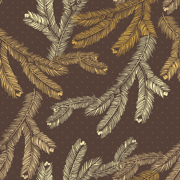 Vector seamless pattern with pine branches. - Vektor, Bild
