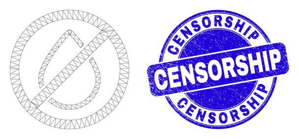 Blue Distress Censorship Seal and Web Carcass Stop Water Leak - Vektör, Görsel